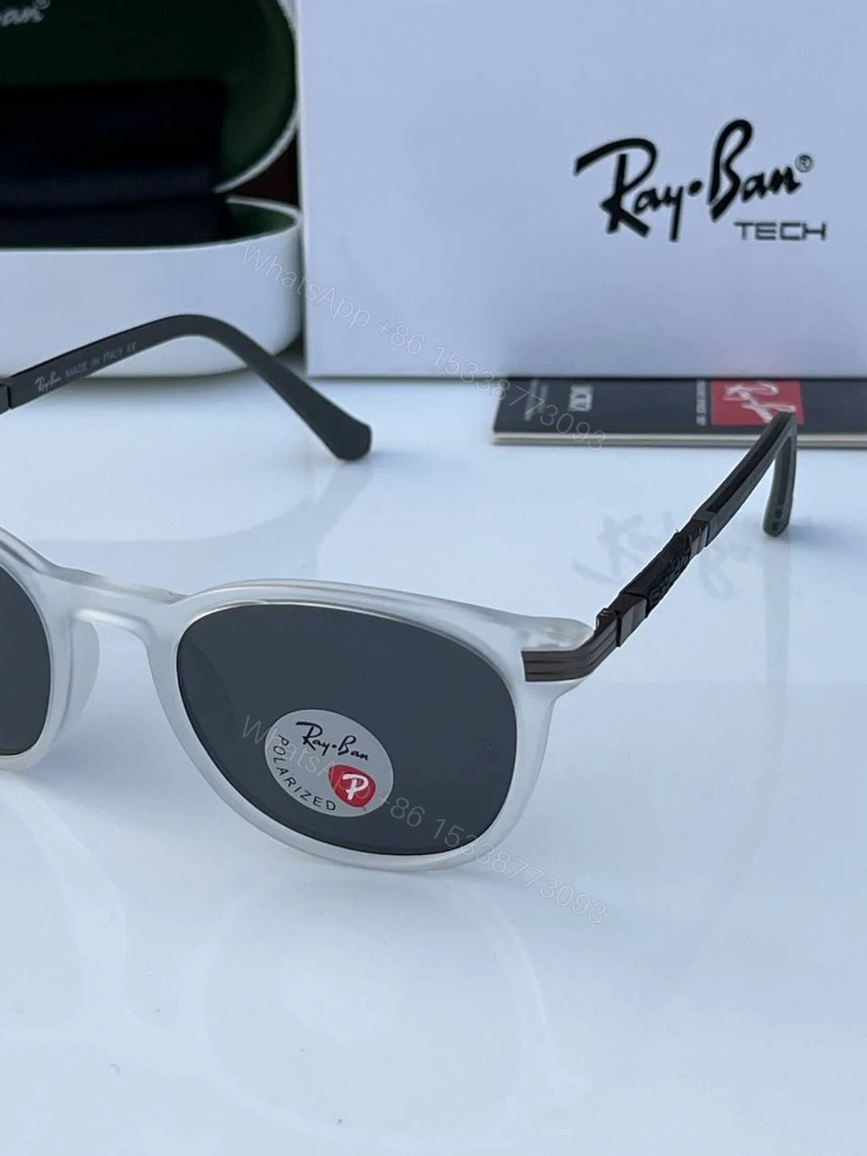View 5 of First Copy Rayban 91118 White Black Sunglasses