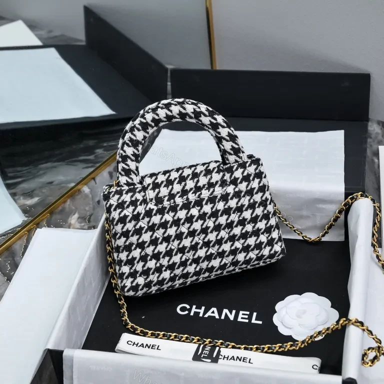 View 4 of Chanel-Inspired Houndstooth Mini Bag: Luxe Everyday Charm