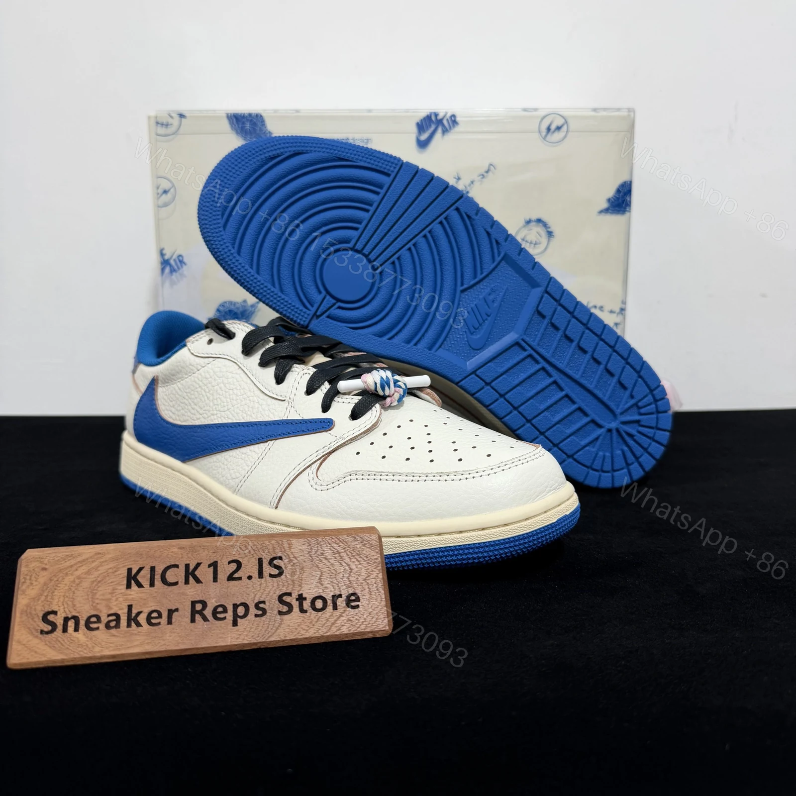 View 3 of Jordan 1 Retro Low OG SP Fragment x Travis Scott Sail Military Blue 2025