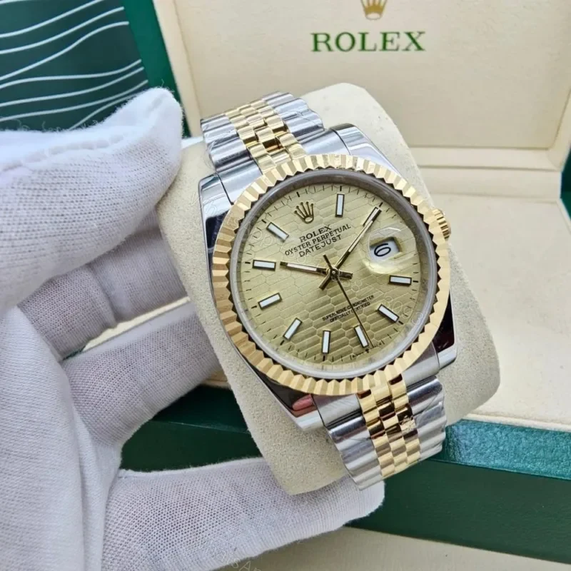 View 3 of Rolex Date Just 41mm Gold Dial Automatic Stainless Steel
