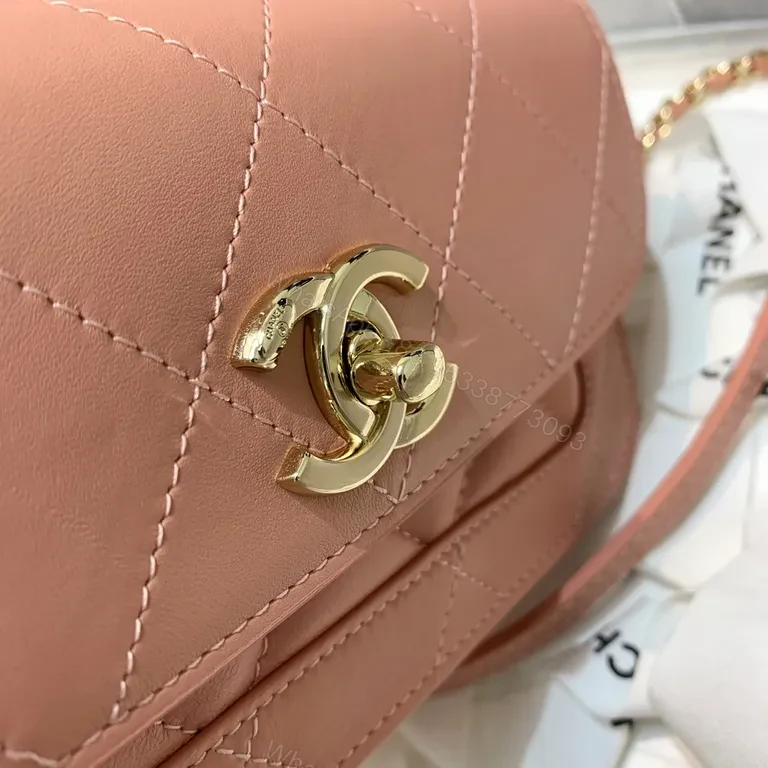 View 7 of Soft Pink Quilted Lambskin Bag with Chain Strap