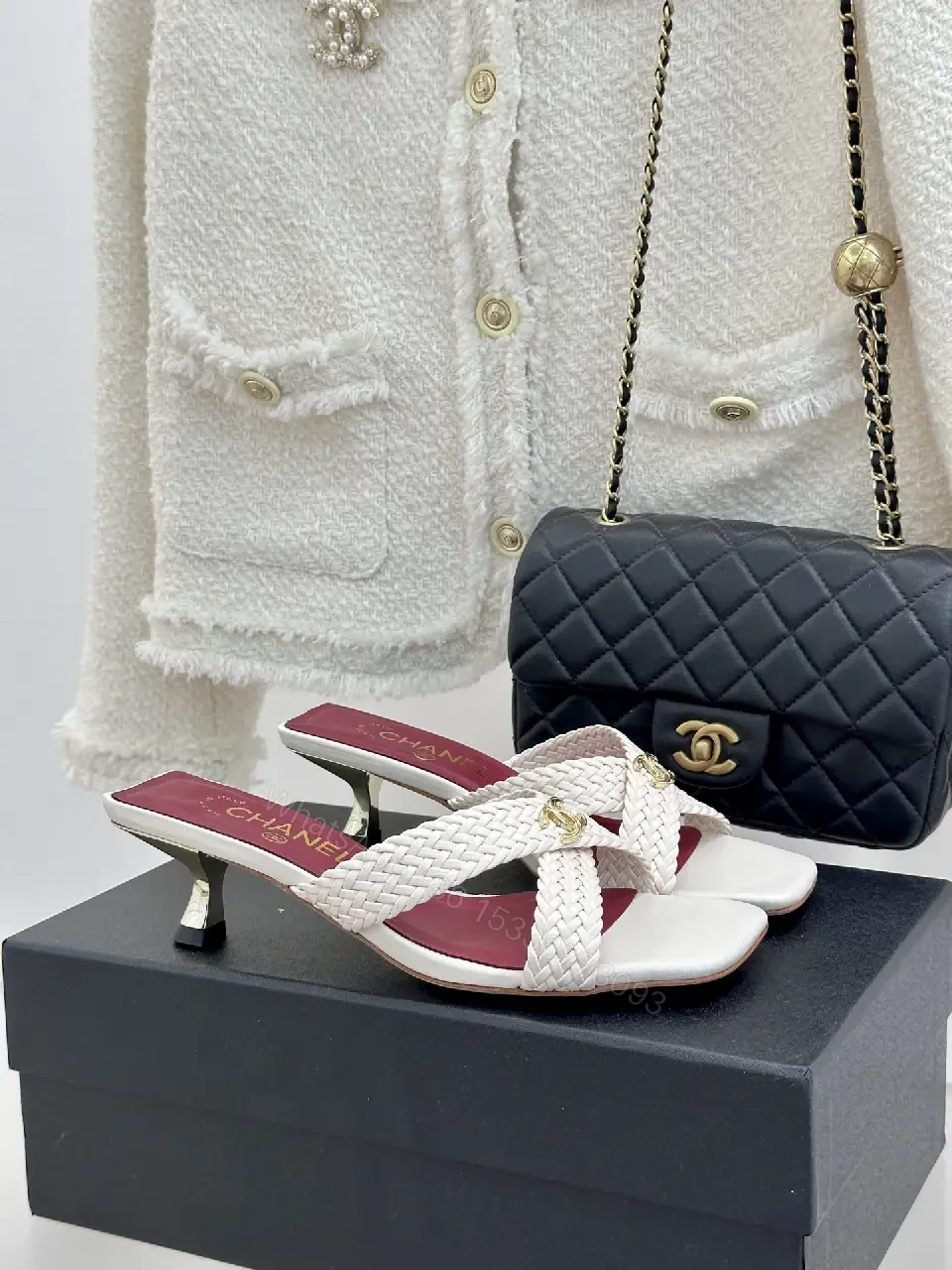 View 3 of Pink Leather Modern Braided Strap Sandals