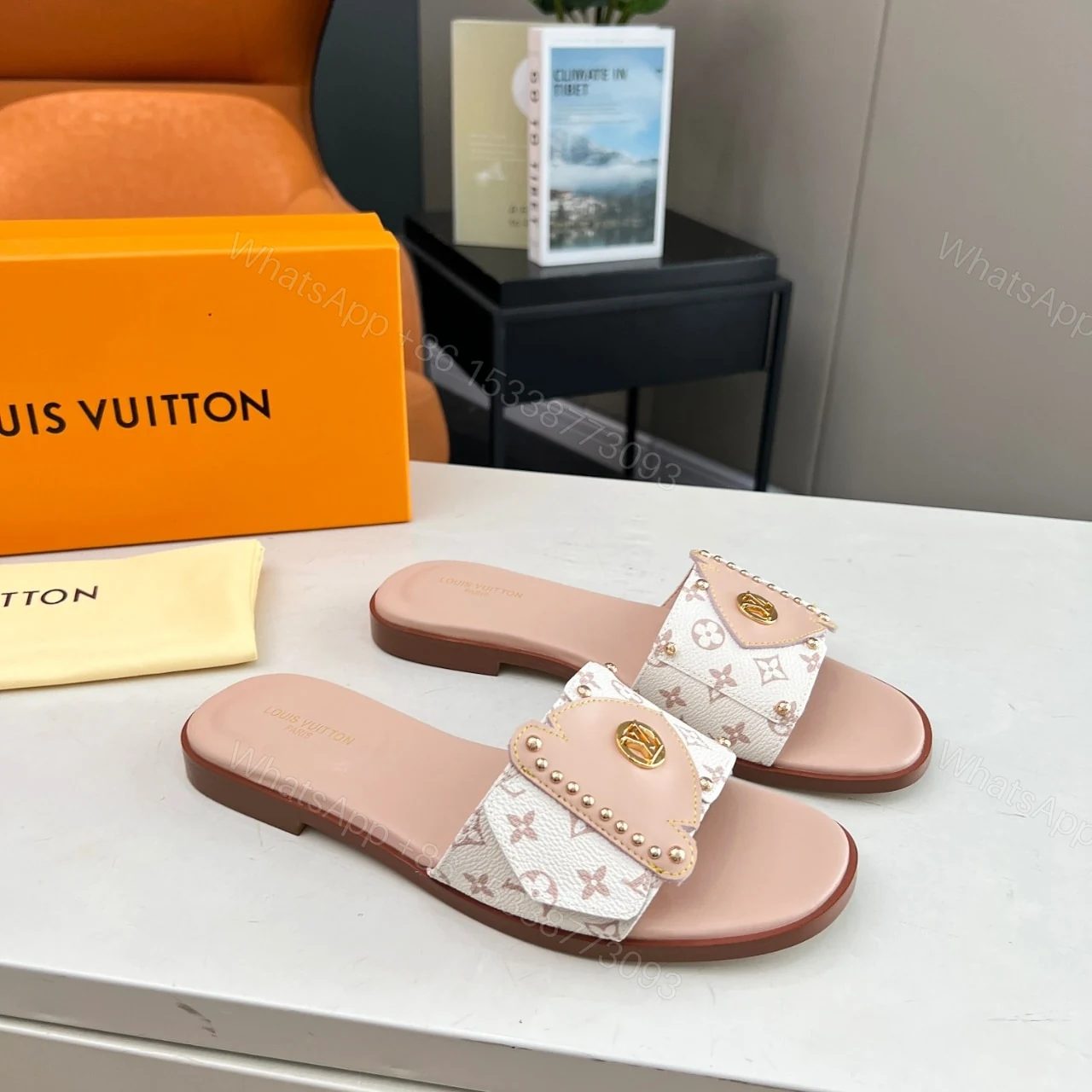 View 2 of LOUIS VUITTON LV FRAME FLAT MULE DUNE BEIGE 1AHMSB
