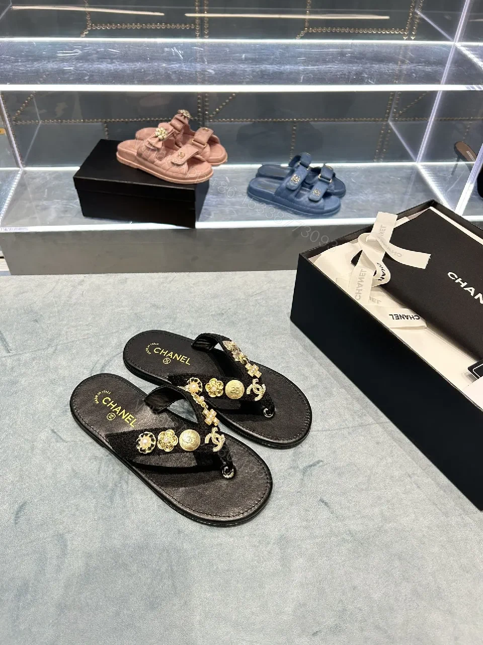 View 8 of Embellished Luxe Flip-Flops: Gold-Detail Comfort Footwear