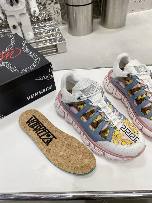 View 8 of Bold Color-Block Versace Sneakers: Couture Craftmanship