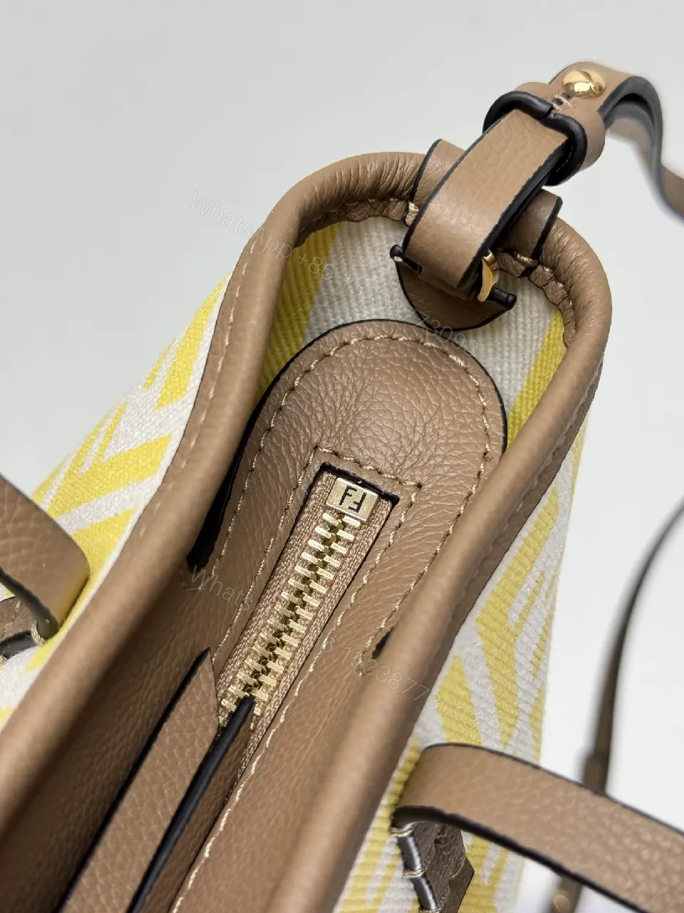 View 4 of Yellow Canvas Tote, Geometric Print, Mini, Structured, Everyday Luxury Tote