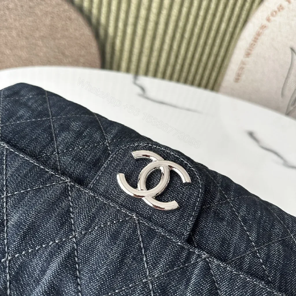 View 4 of Dark Denim Quilted Chain Bag — Modern Luxe, Compact Style