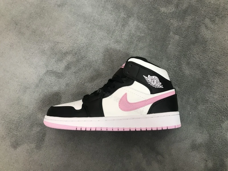View 6 of Air Jordan 1 Mid White Black Light Arctic Pink (GS) 555112-103