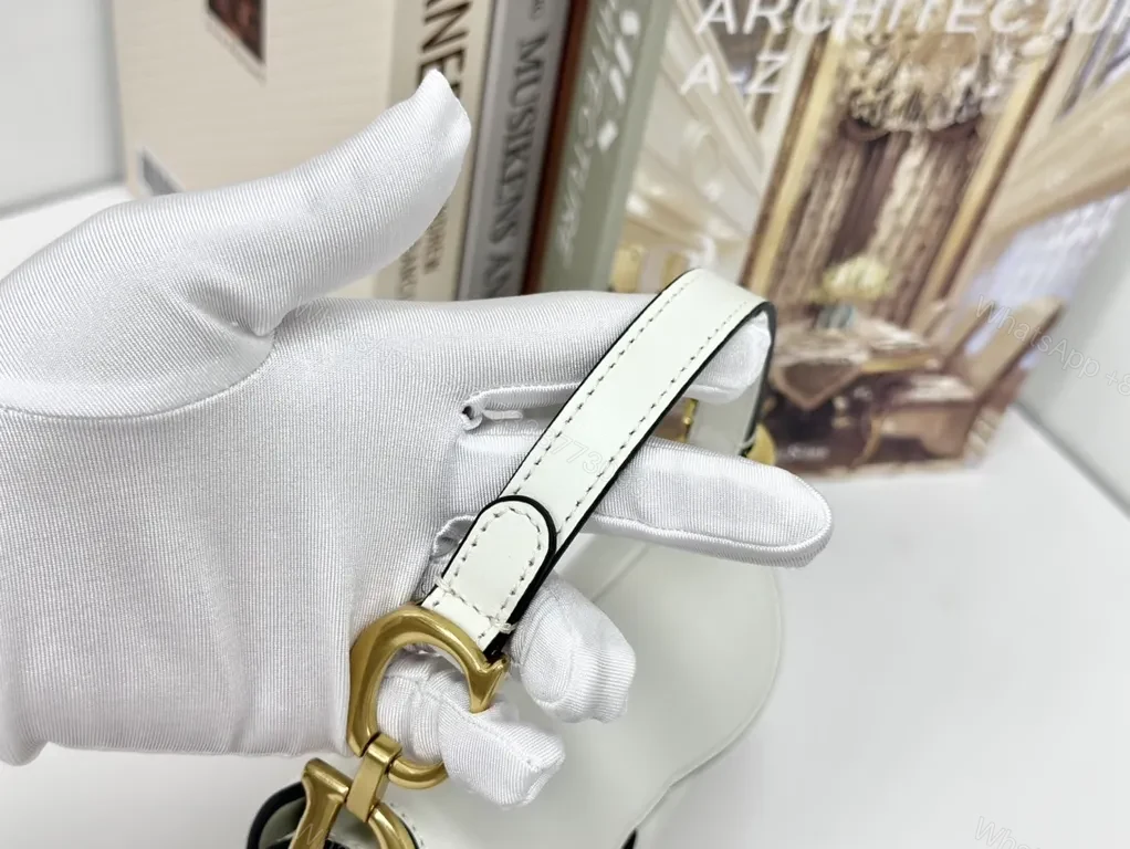View 8 of Compact Dior-Inspired White Saddle Bag: Luxe Crossbody