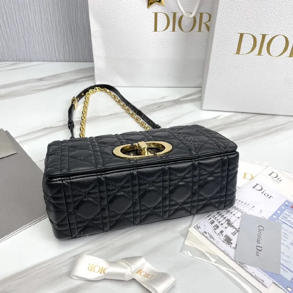 View 8 of Gold-Studded Quilted Crossbody: Black Calfskin, Luxe Yet Practical
