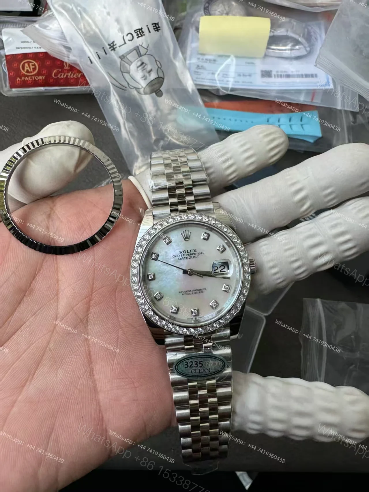 View 3 of Rolex Datejust M126334-0020 1:1 Replica Mother of Pearl Diamond Dial Jubilee 41MM 3235 Movement Super Clone Watch