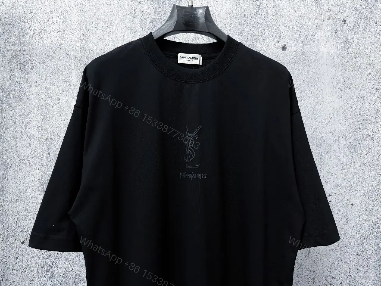 View 6 of Black Knit Tee, Subtle Logo, Oversized Comfort + Luxury Finish