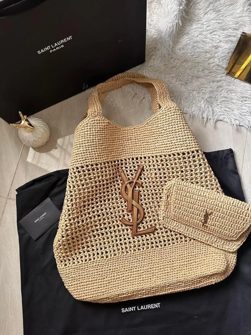 View 2 of YSL Saint Laurent Icare Maxi raffia tote bag