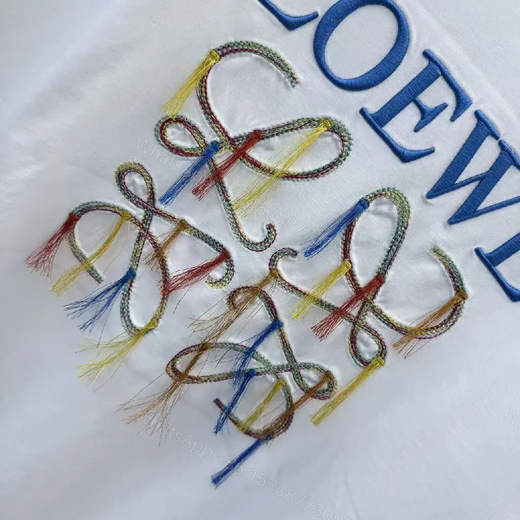 View 6 of Graphic Cotton Tee with Multicolor Embroidery Details