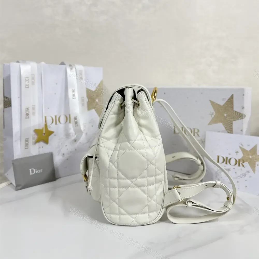 View 3 of 高仿Dior*Caro系列M6301M030小羊皮雙肩包白色中號免檢版