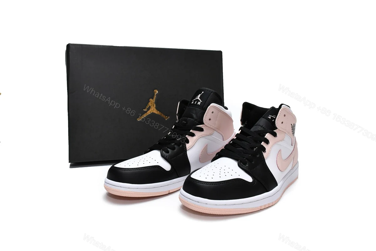 View 3 of Air Jordan 1 Mid Crimson Tint Toe (GS) 554725-133