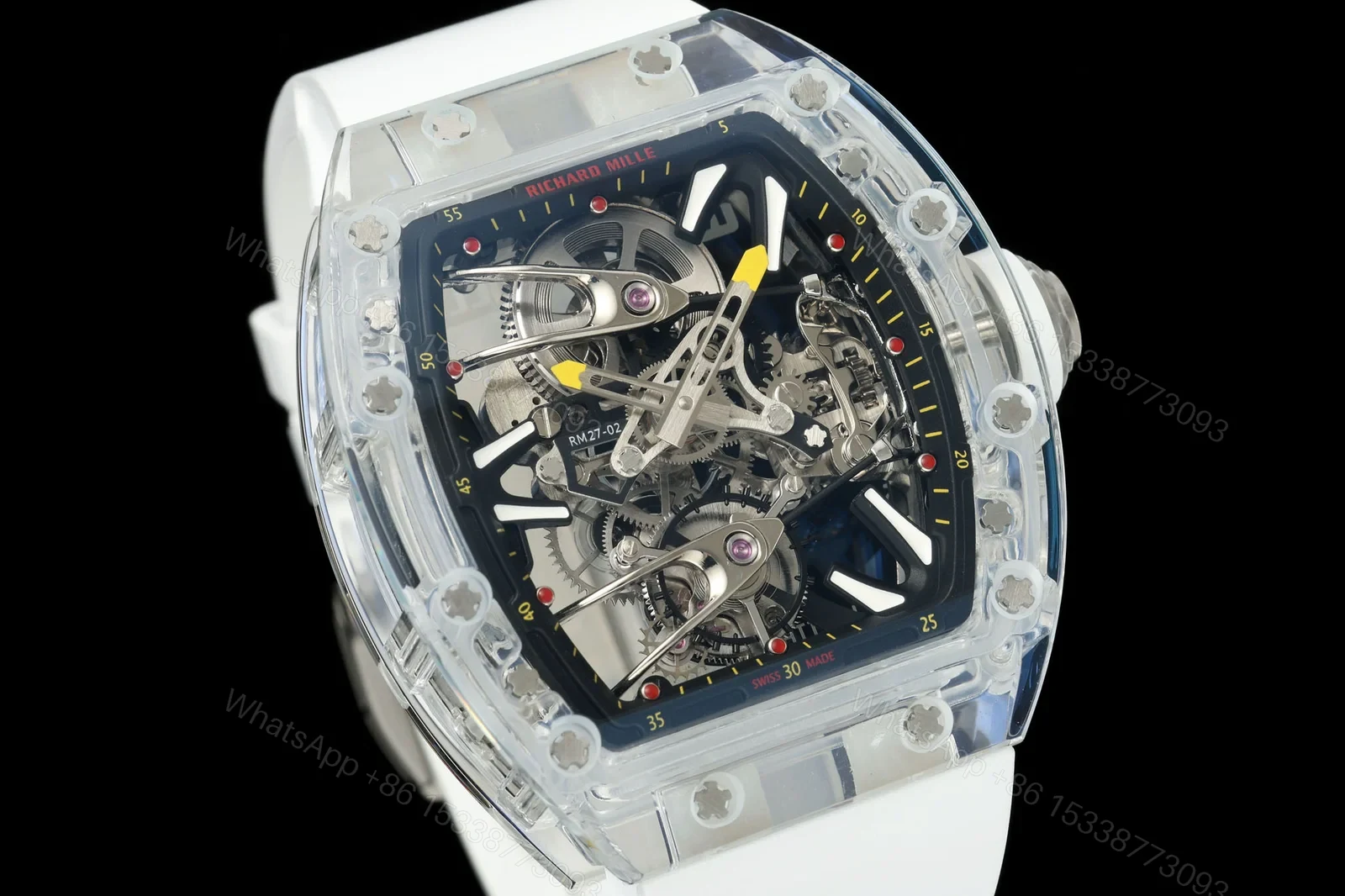 View 2 of Richard Mille RM56-02 Sapphire Crystal Tourbillon Watch Transparent Skeleton Cable Suspension Movement Ultra Light Premium Edition RM-RM56-02-SCX-TB35