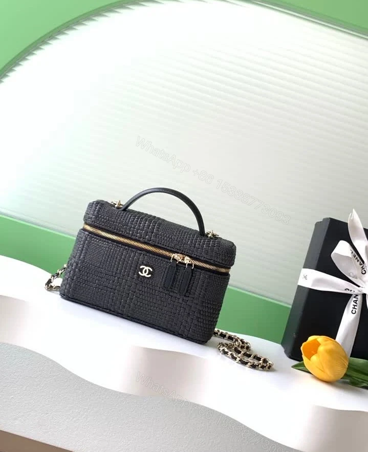 View 2 of Chanel Replica Braided Raffia Vanity Case 4385