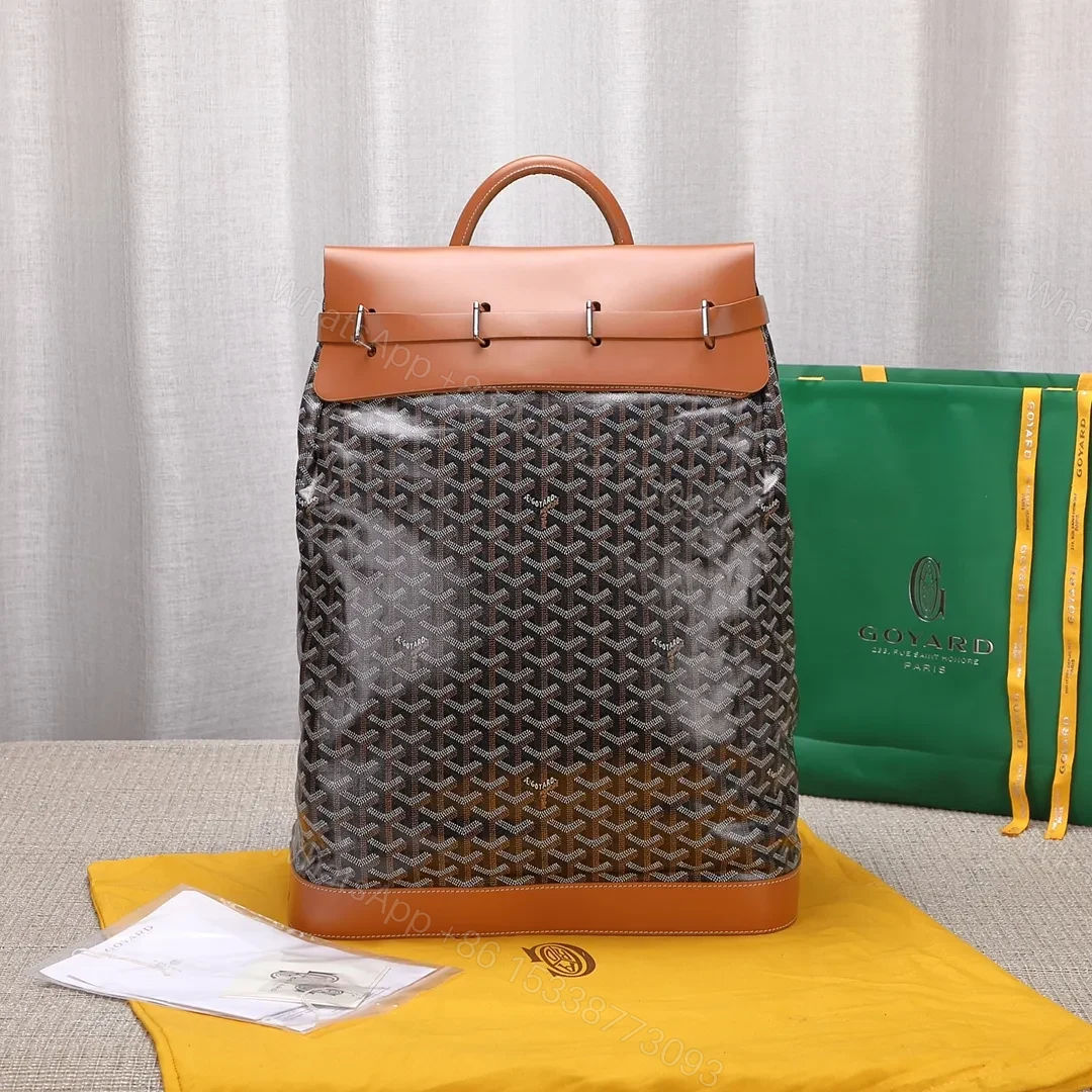 Goyard Black Goyardine & Brown Leather Steamer Bag — view 1