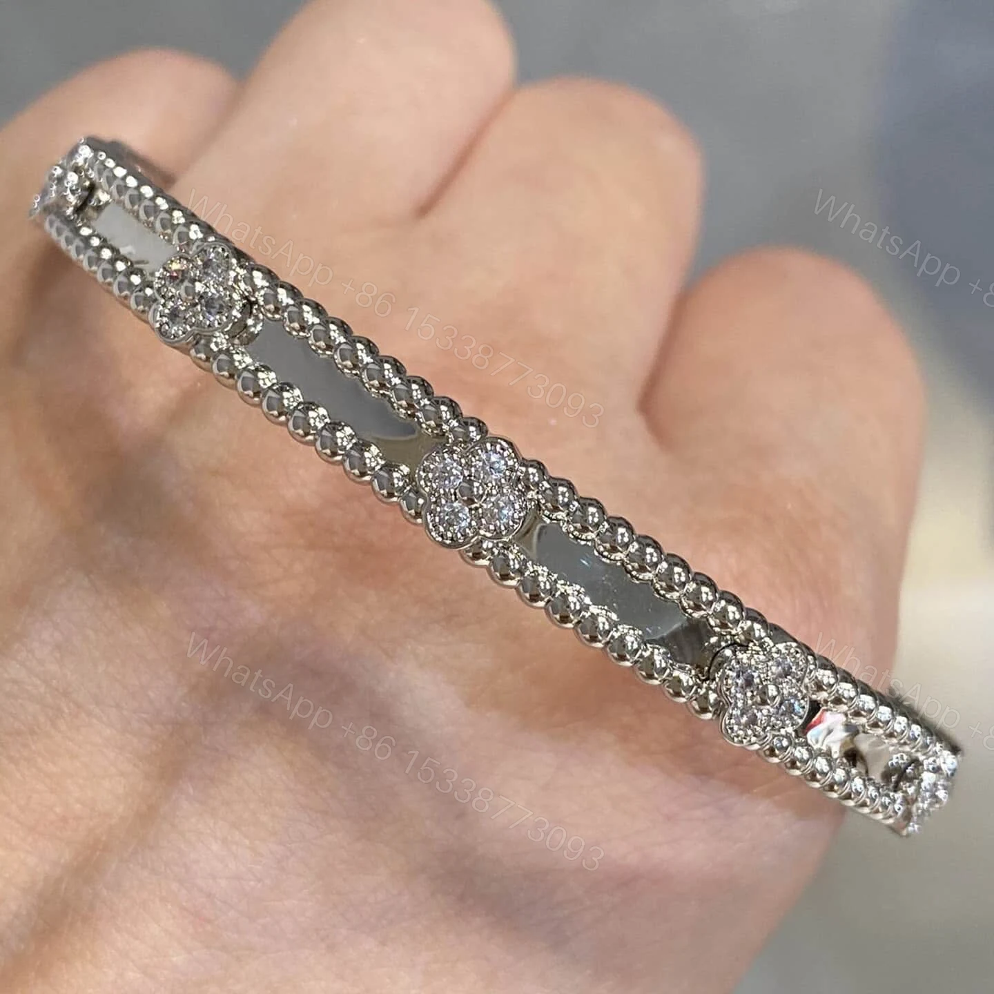 View 2 of Van Cleef & Arpels Perlee Clover Bracelet Diamond Small