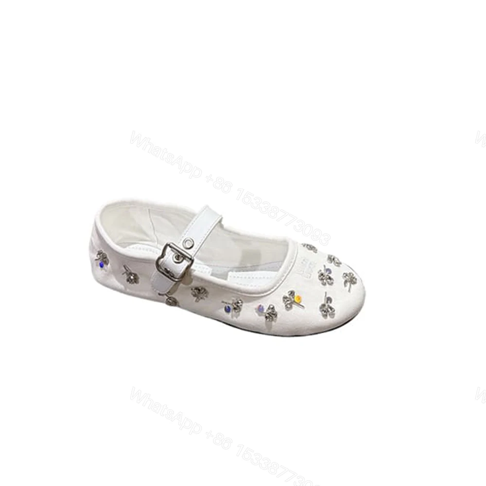 MIUMIU Embroidered drill ballerinas 545620 — view 1