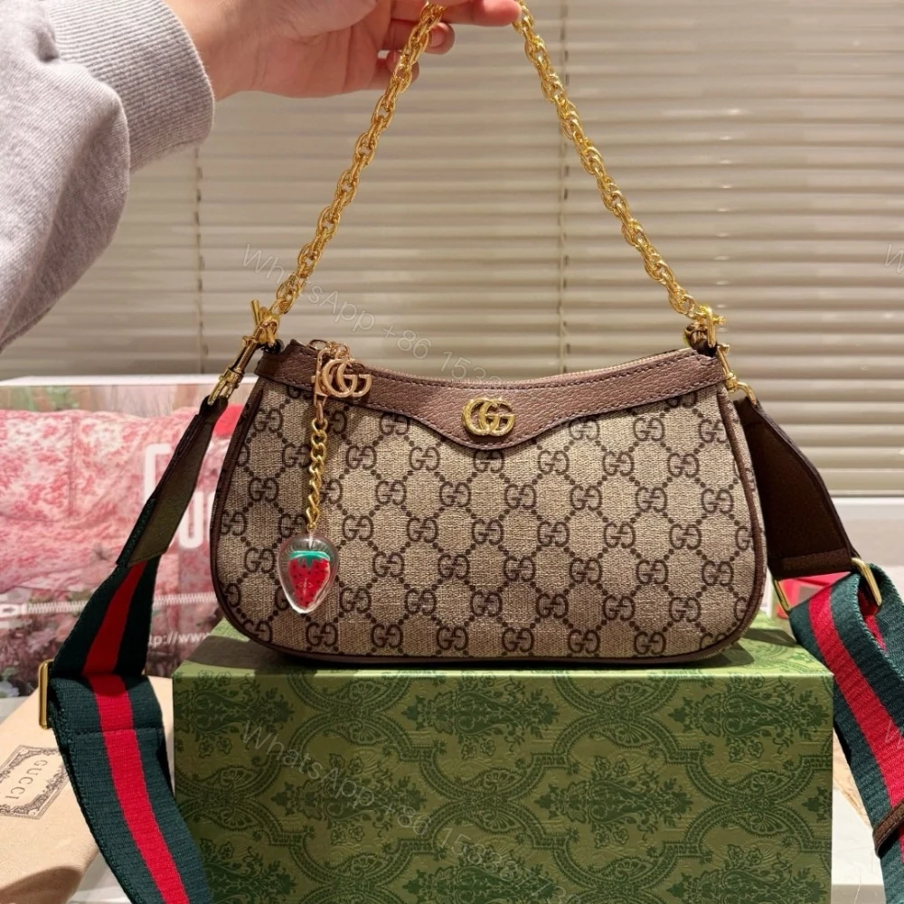 View 2 of Gucci Ophidia Small Shoulder Bag Beige And Dark Brown 25Cm 735132 FABLE 9442