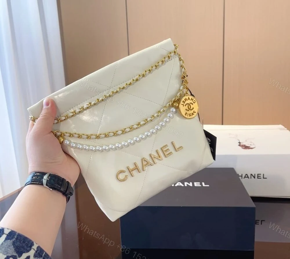 View 2 of Chanel 22 Mini Handbag Crystal Pearls White 22Cm AS3980