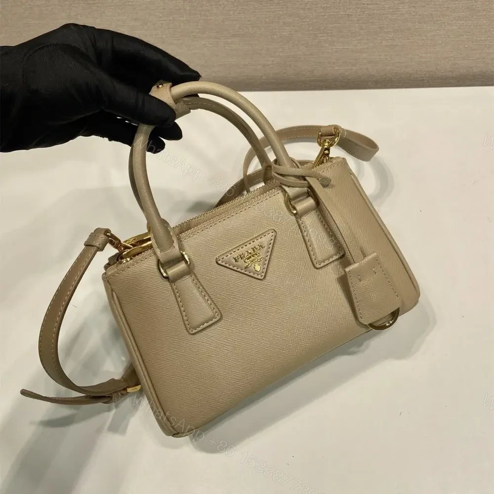View 3 of 高仿Prada*Galleria系列1BA916紋理牛皮單肩包卡其色Mini免檢版