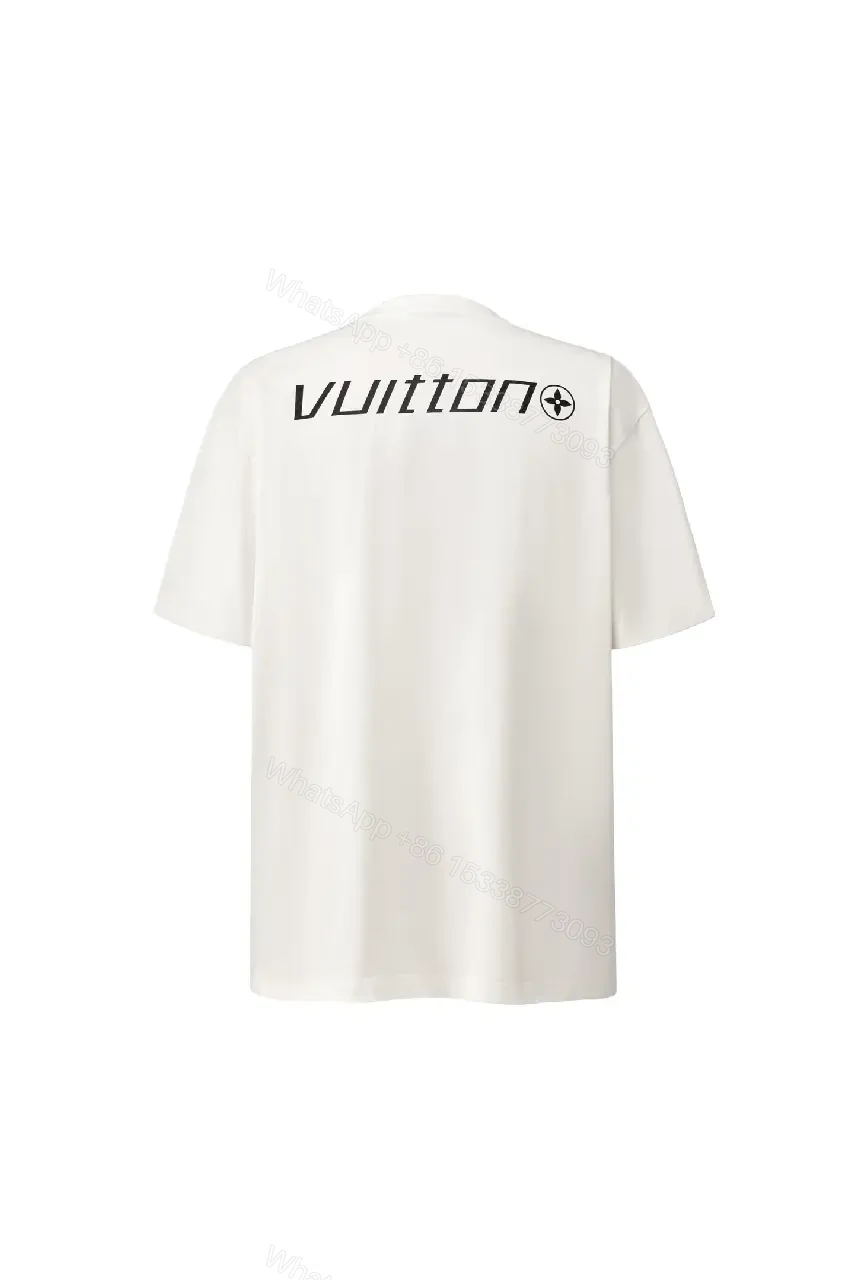 View 3 of White & Black Logo Tee with LV Stride Graphic T-Shirt