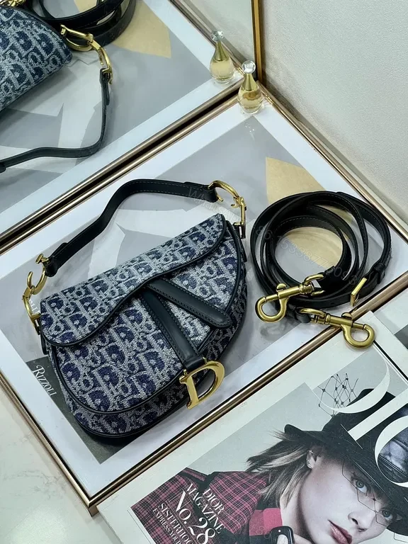 View 6 of Chic Denim Saddle Bag - Luxe Gold Hardware, Everyday Distinction