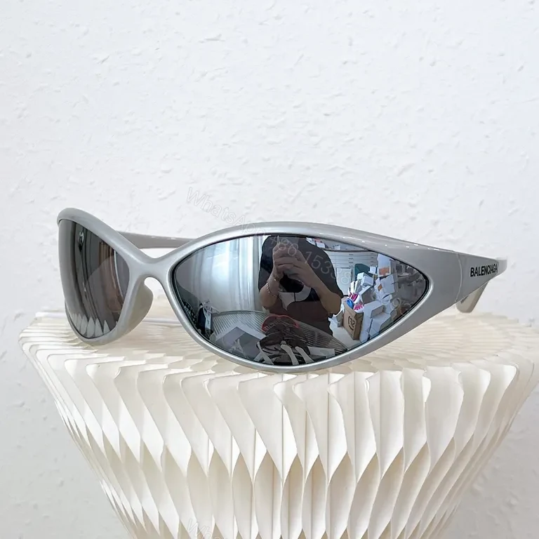 View 2 of Translucent White Balenciaga-Inspired Sunglasses with UV400 Lenses