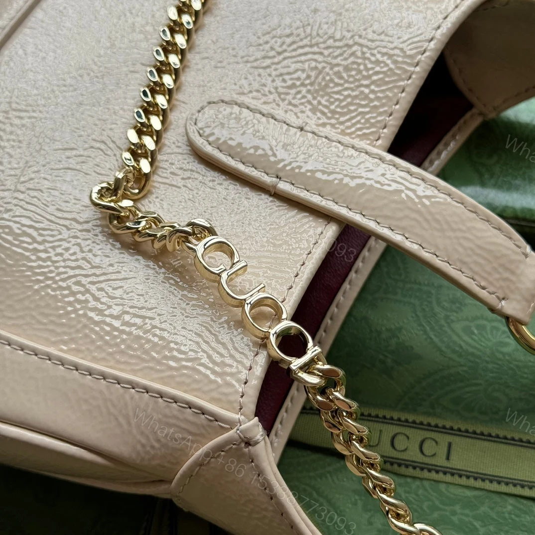View 8 of JACKIE NOTTE MINI BAG 19 IN BEIGE CRACKED LACQUER CALFSKIN GOLD HARDWARE
