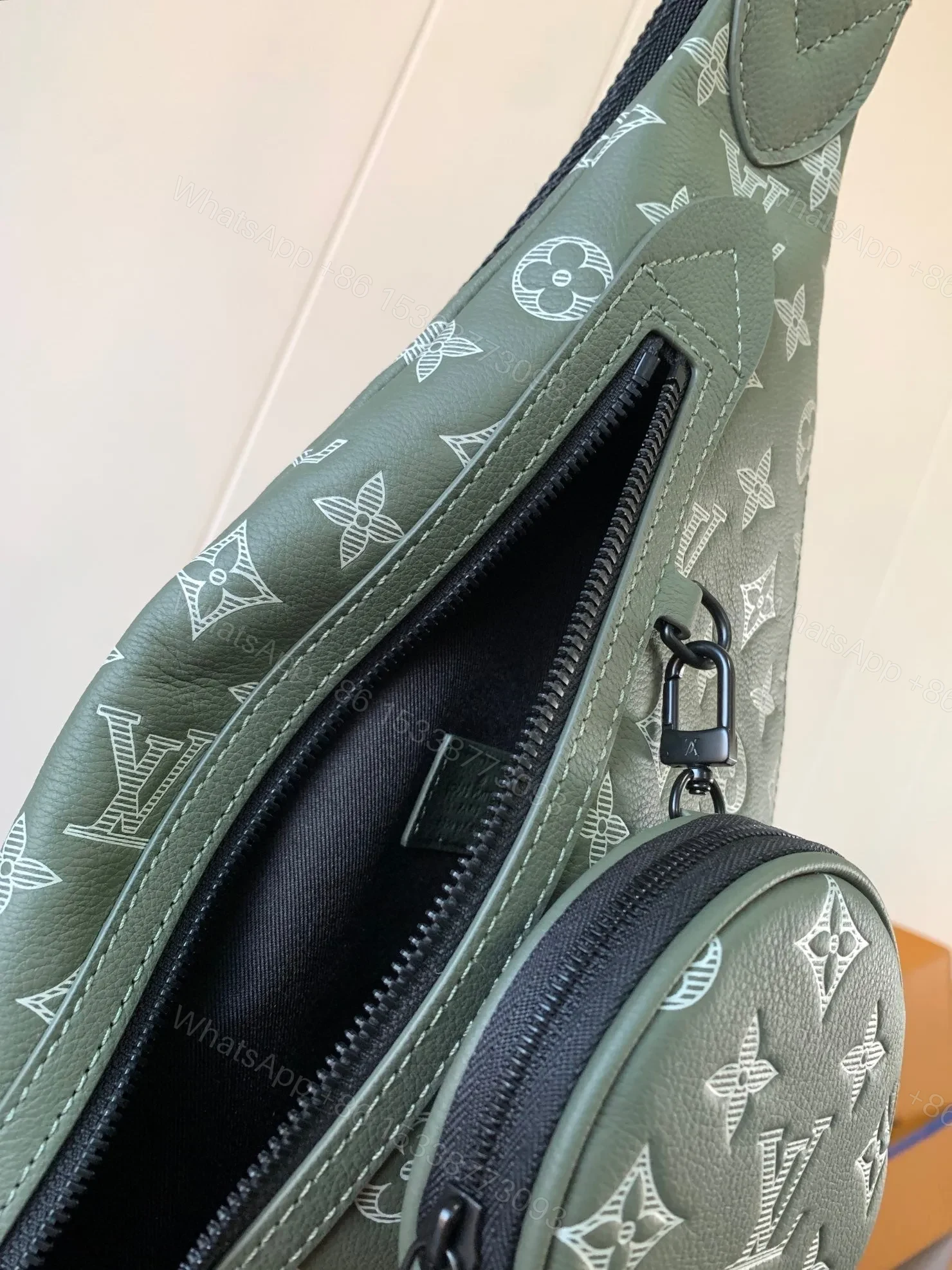 View 8 of LV DUO CROSSBAG BAG 42 IN GREEN AND WHITE MONOGRAM SHADOW COWHIDE