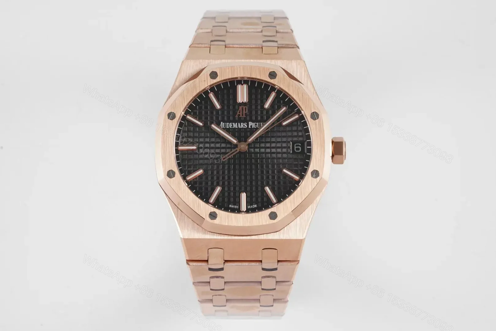 APS Factory Audemars Piguet Royal Oak 15500 Rose Gold Black Dial Watch — view 1