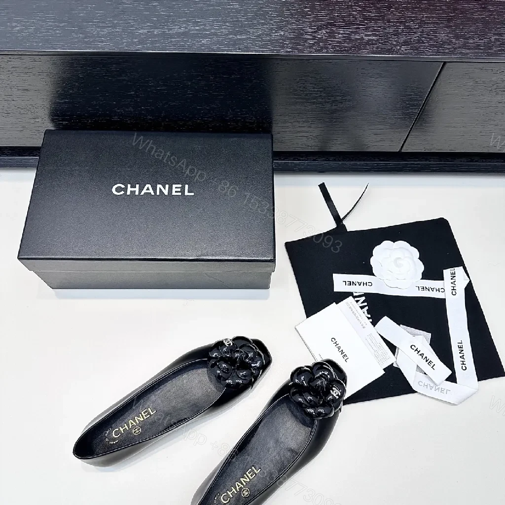 View 6 of Glossy Patent Ballet Flats with Floral Embellishments