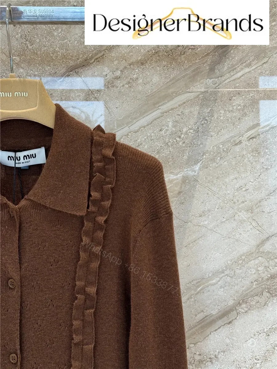 View 5 of Miu Miu Silk and Cashmere Ruffled Knit Cardigan