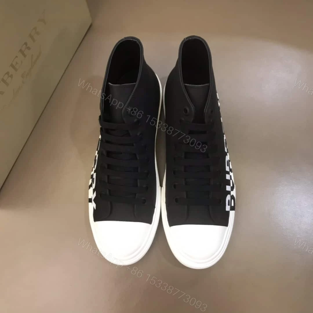 View 4 of BURBERRY LOGO PRINT GABARDINE HIGH-TOP SNEAKERS – BBR31