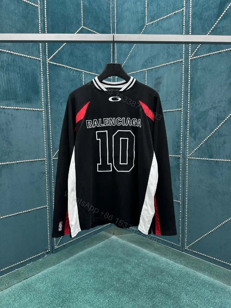 View 4 of Bold Black-White-Red Jersey: Premium Streetwear Comfort