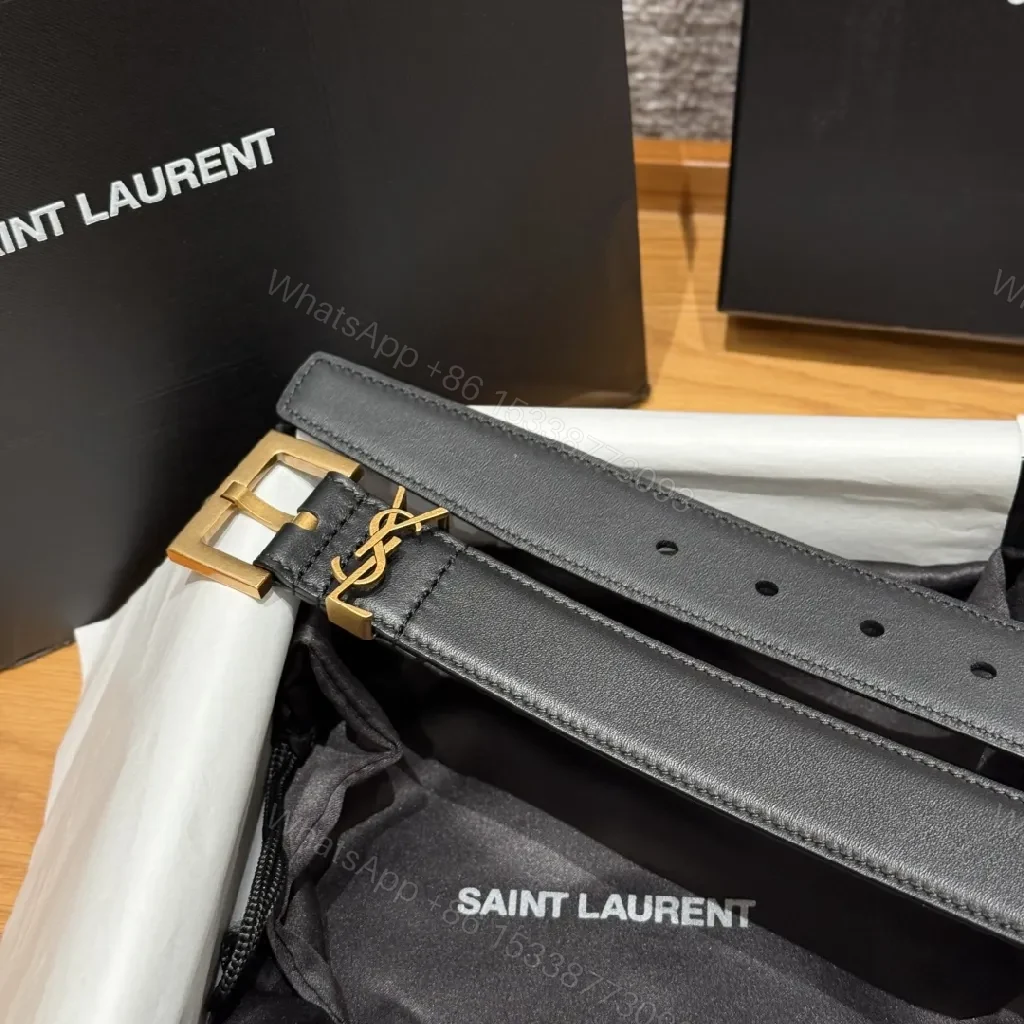 View 8 of Bold Leather Belt with Gold-Tone Hardware Accessory