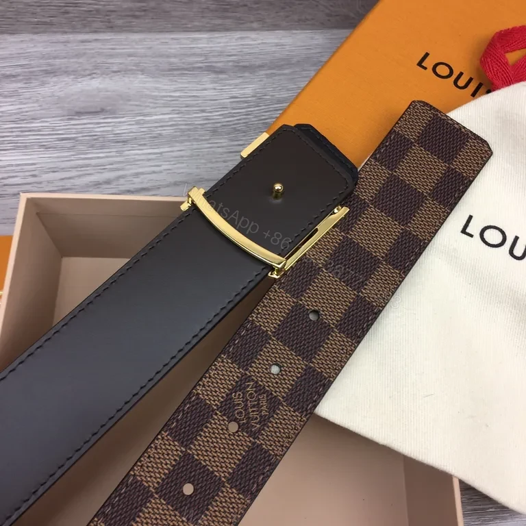 View 6 of Louis Vuitton Damier Canvas Belt with Signature Buckle