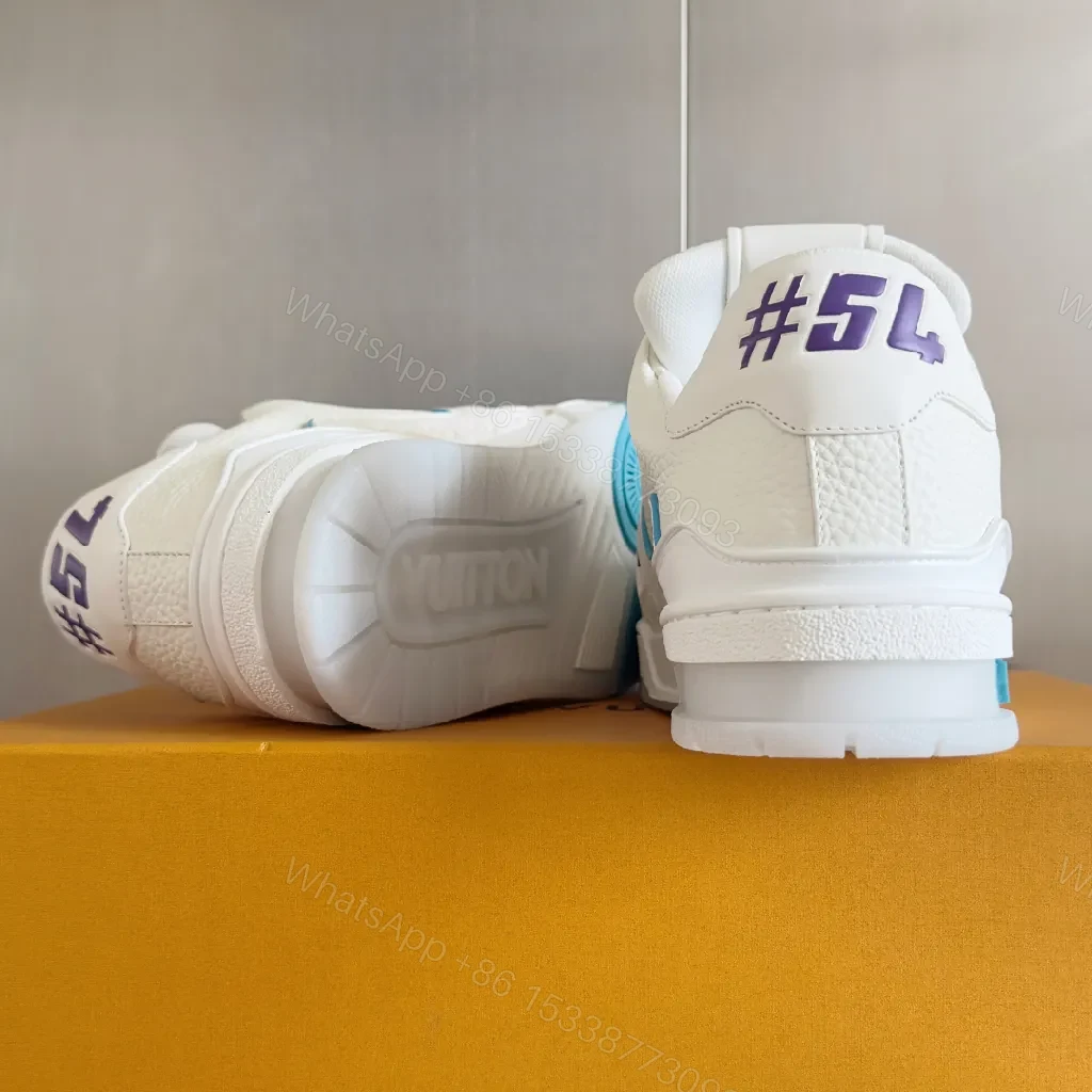 View 8 of Premium White Leather High-Tops with Textured Accents