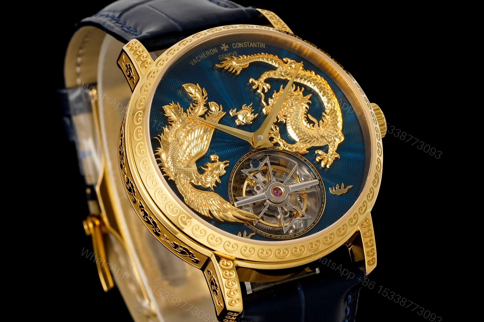 View 3 of Vacheron Constantin Traditionnelle Tourbillon Dragon Phoenix Engraved Dial 41mm Rose Gold Edition RG-VC-TRADITIONNELLE-DRAGON-PHOENIX-RG-41