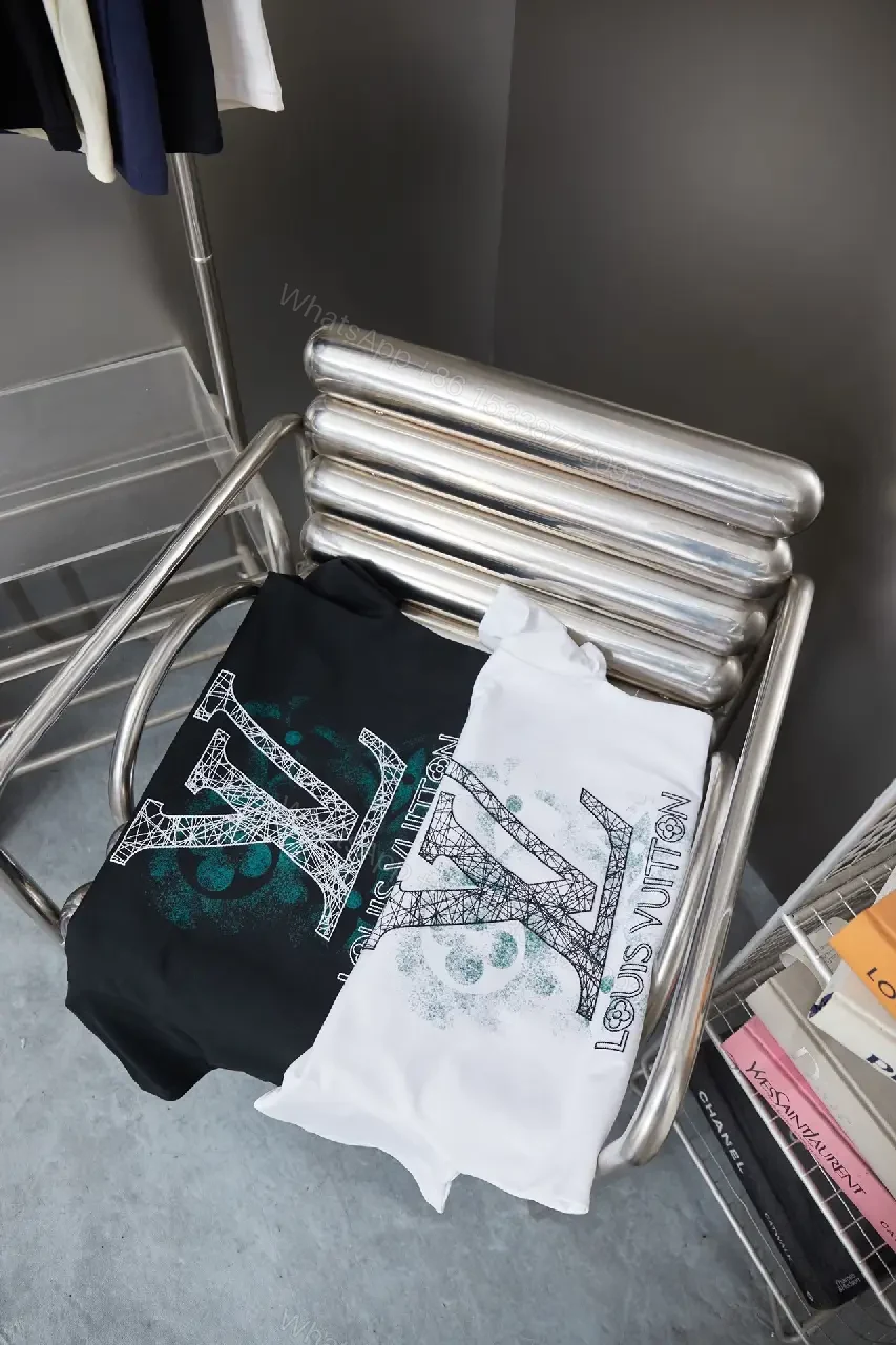 View 5 of Black Cotton Crew Tee with Subtle Crest Embroidery