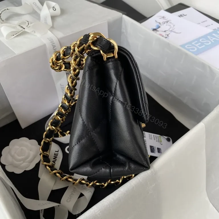 View 3 of Chanel-Inspired Quilted Black Flap Bag with Chain