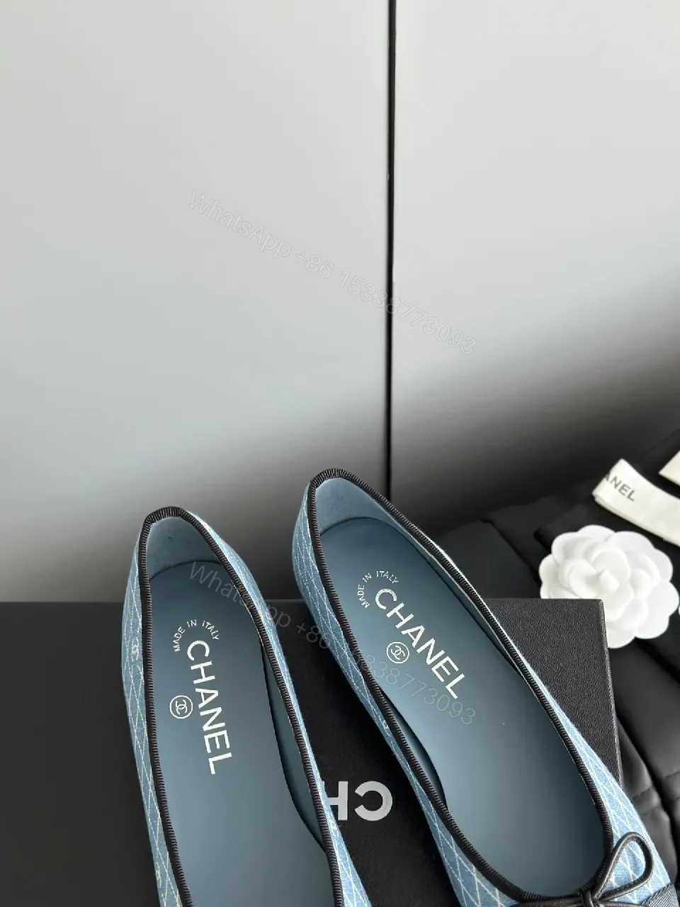 View 6 of Quilted Denim Ballet Flats with Signature Detailing