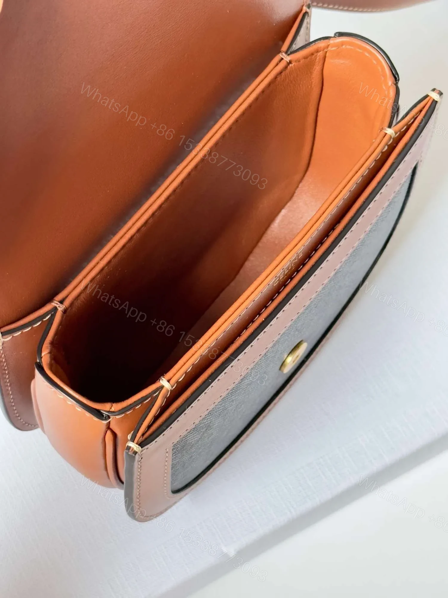 View 3 of Celine Mini Handle Replica 11 Crossbody Handbag Brown Strap 15.5x11cm