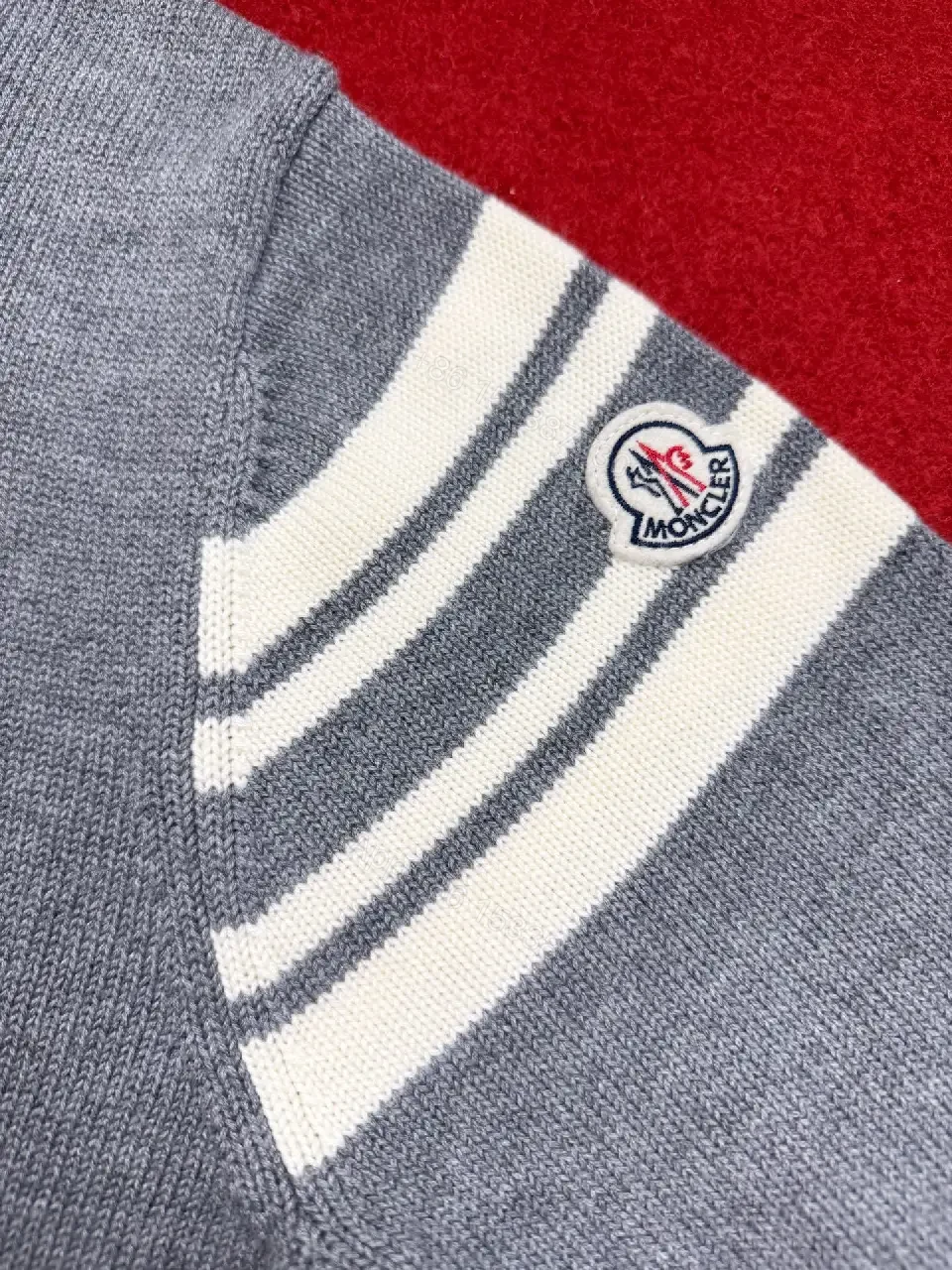 View 5 of Gray Knit Crewneck Sweater – Subtle Texture, Logo Accent