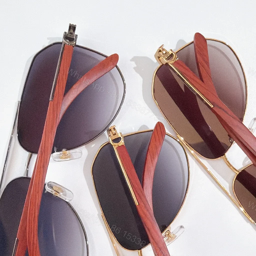 View 5 of Sleek Aviator Sunglasses: Metal Frame, Subtle Cartier Flair