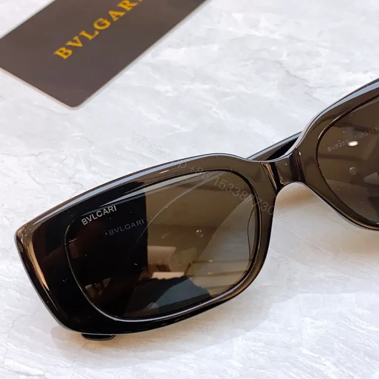 View 2 of Chic White Square Sunglasses: Bold Geometry, BVLGARI Logo
