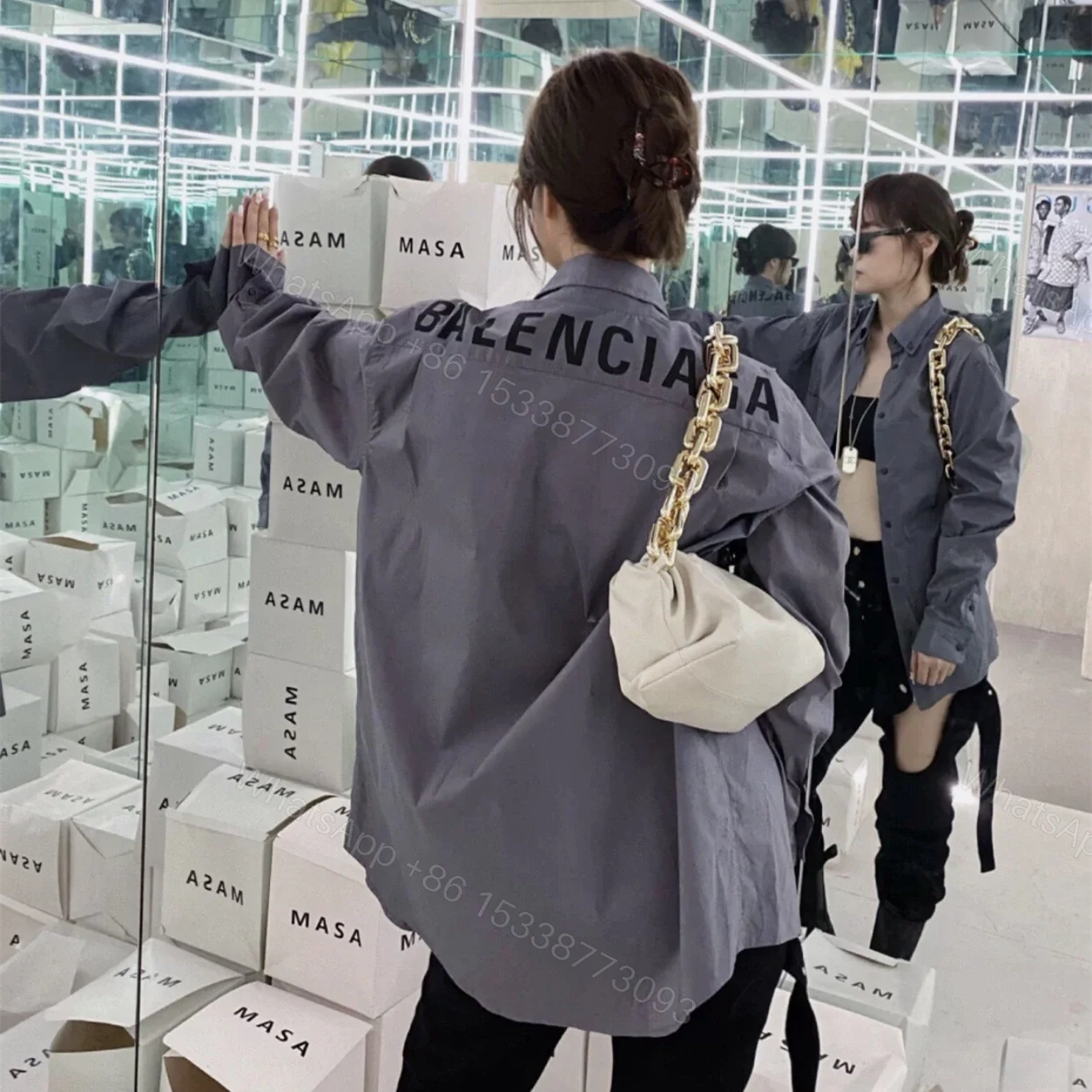 View 11 of 高仿Balenciaga*FW24系列671663純色長袖襯衫